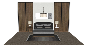 [床铺]床铺和背景墙 su模型素材免费