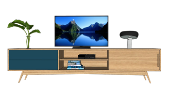 [柜子]原木简易电视柜电视机 草图大师模型库 SketchUp模型截图 3D设计素材预览