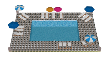 [体育]游泳池躺椅遮阳伞 草图大师模型素材 SketchUp模型截图 3D设计素材预览