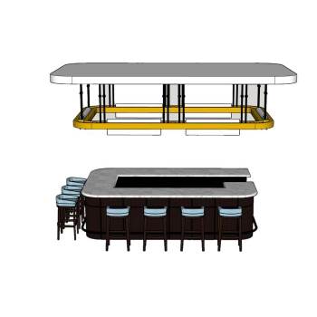 酒吧吧台柜bar柜子SU模型 SU模型下载