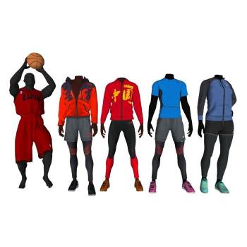 运动服装店假人模特服饰SU模型 SU模型下载