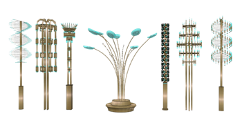 [灯具]商业金色路灯景观灯 SU下载