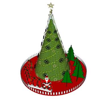 圣诞树和圣诞老人礼物装饰SU模型 SU模型下载