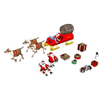 圣诞老人礼盒麋鹿装饰SU模型 SU模型下载