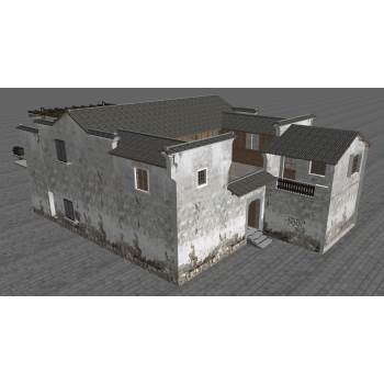 破旧的房子住宅建筑SU模型 - SU模型免费下载_sketchup模型