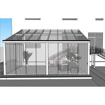 玻璃阳光房建筑SU模型 SU模型下载