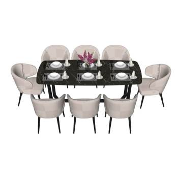 意式餐桌椅餐具花瓶桌子SU模型 SU模型下载