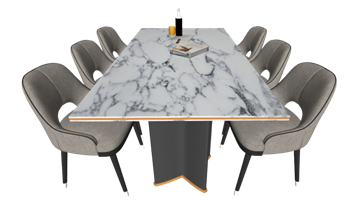 [桌子]意大利风格岩板餐桌椅 SU免费模型下载