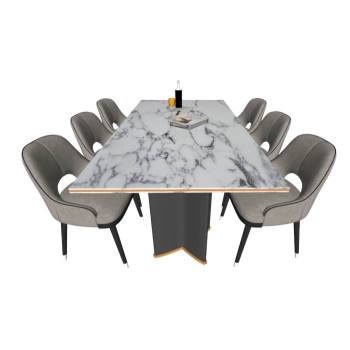 意大利风格岩板餐桌椅桌子SU模型 SU模型下载