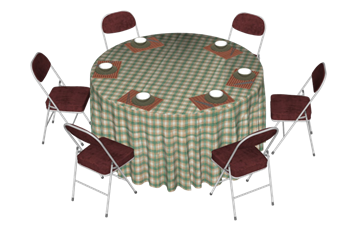 [桌子]复古怀旧港式风餐桌椅折叠椅 SU模型库