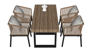 [桌子]木制餐桌椅 SU免费素材库