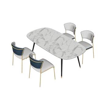 意大利风格岩板餐桌椅桌子SU模型 SU模型下载