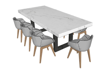 [桌子]现代岩板餐桌椅 草图大师模型