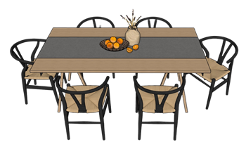 [桌子]新中式餐桌椅家具 su资源网