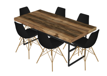 [桌子]自然风餐桌椅 草图大师免费模型