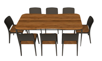 [桌子]原木自然风餐桌椅家具 SU模型网