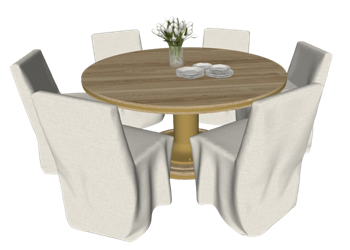 [桌子]圆桌椅餐桌椅花瓶 SU组件库