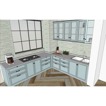 北欧厨房橱柜厨房SU模型 SU模型下载