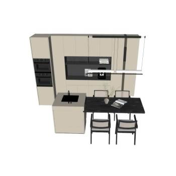 现代厨房橱柜岛台厨房SU模型 - SU模型免费下载_sketchup模型