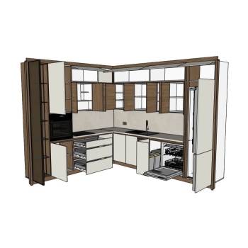 厨房橱柜拉篮厨房SU模型 SU模型下载