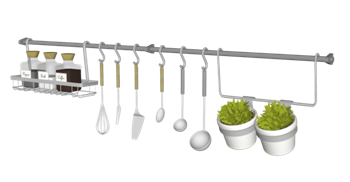 [厨房]厨具勺子挂架调料瓶等 SU组件库