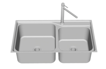 [厨房]双盆洗碗池水槽 草图大师模型素材