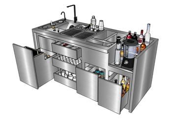 [厨房]不锈钢模块化吧台水吧 skp素材百度云下载