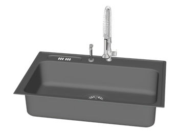 [厨房]不锈钢单盆水槽水龙头 SU模型资源