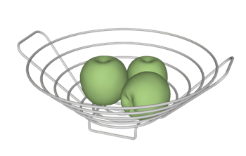 [装饰]青苹果不锈钢水果篮 SU模型资源
