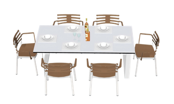 [桌子]简约餐桌椅 素材免费 SketchUp模型截图 3D设计素材预览