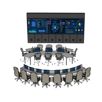 监控指挥中心大数据操作台桌子SU模型 SU模型下载