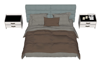 [床铺]现代卧室床铺床头柜 su模型素材免费