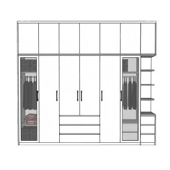现代白色衣柜柜子SU模型 SU模型下载