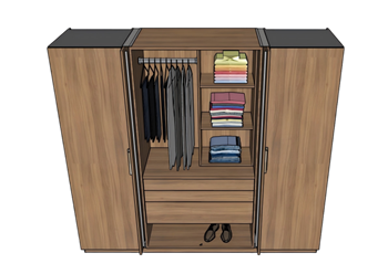 [柜子]木制衣柜 skp素材百度云下载