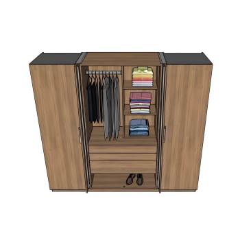 木制衣柜柜子SU模型 SU模型下载