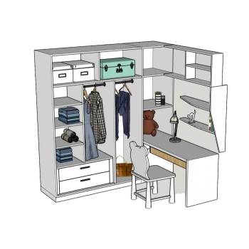 组合柜衣柜书桌柜子SU模型 SU模型下载