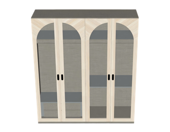 [柜子]现代简约风格的四门衣柜 SU模型素材免费