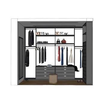 衣柜衣帽间柜子SU模型 SU模型下载