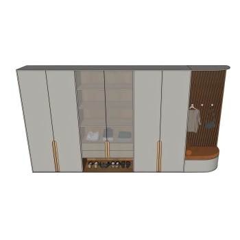 简约现代衣柜柜子SU模型 SU模型下载