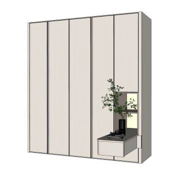 现代简单的衣柜柜子SU模型 SU模型下载