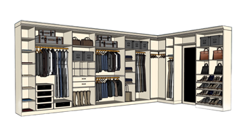[柜子]衣帽柜衣柜皮箱衣服等 SU模型免费库