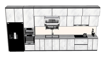 [柜子]现代厨房橱柜和嵌入式冰箱 库免费 SketchUp模型截图 3D设计素材预览