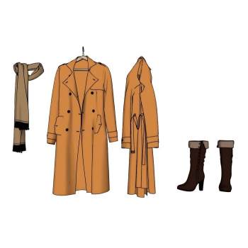 女装衣服外套围巾和女靴子服饰SU模型 SU模型下载