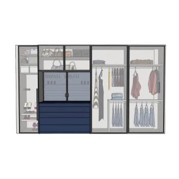 玻璃门的衣柜柜子SU模型 SU模型下载