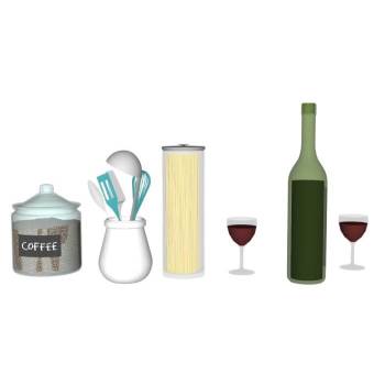 厨具酒瓶摆件装饰SU模型 SU模型下载