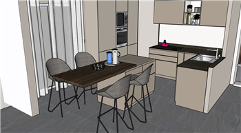 [厨房]简约厨房空间设计 草图大师模型下载 SketchUp模型截图 3D设计素材预览
