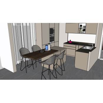 简约厨房空间设计厨房SU模型 SU模型下载