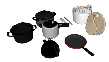 [厨房]锅头高压锅炖锅平底锅 skp素材百度云下载