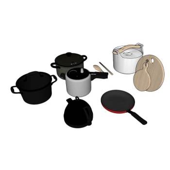 锅头高压锅炖锅平底锅厨房SU模型 SU模型下载