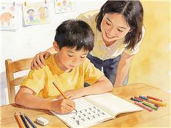 水彩画:妈妈回应9岁孩子因一手好字火了